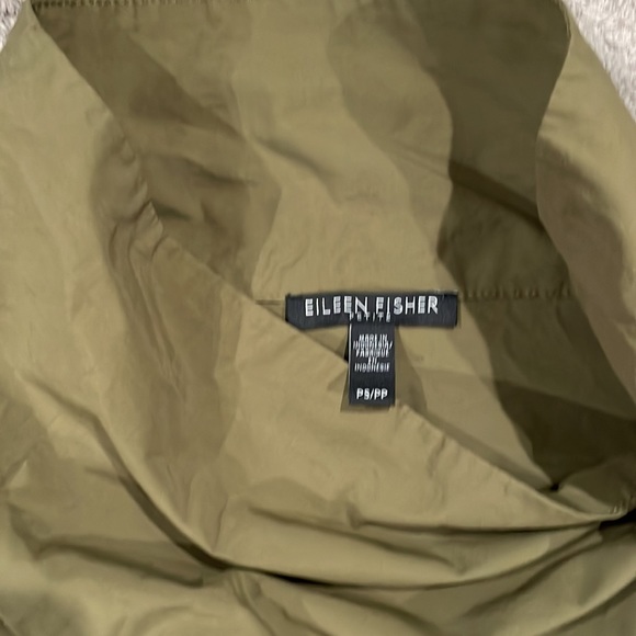 Eileen Fisher olive funnel neck pullover drawstring organic cotton blend jacket - Picture 5 of 9